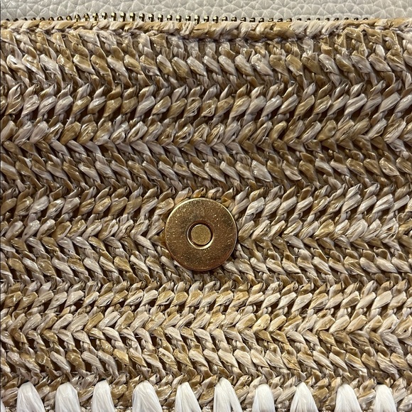 Tory Burch Woven Crossbody Bag in Tan and White - Picture 6 of 13